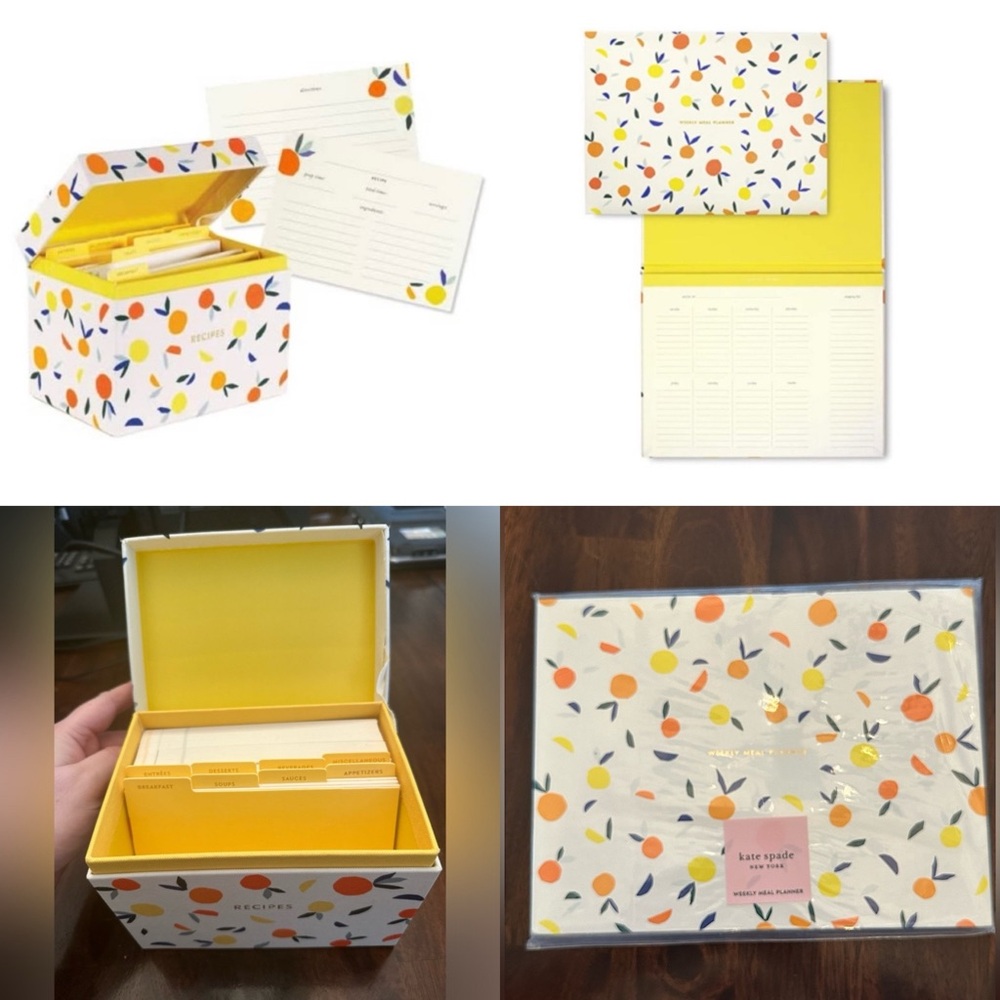 Kate Spade Weekly Meal Planners, Recipe Box, and Recipe Cards in Citrus Twist